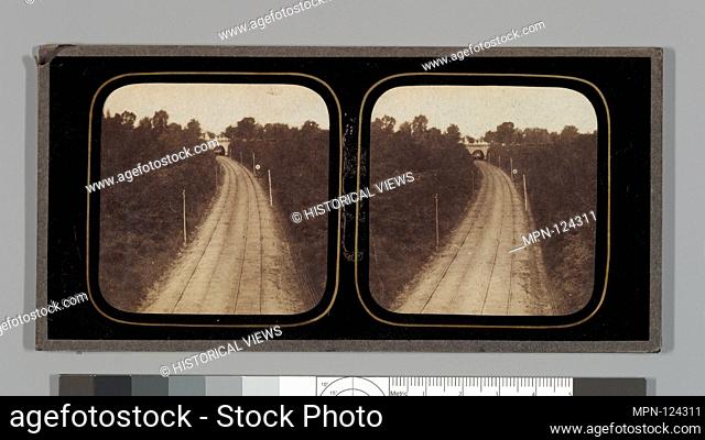 [Stereographic View of Paris-Lyon Railroad Tracks with Ghost Train Visible When Viewed by Transmitted Light]. Artist: Unknown (French); Date: ca