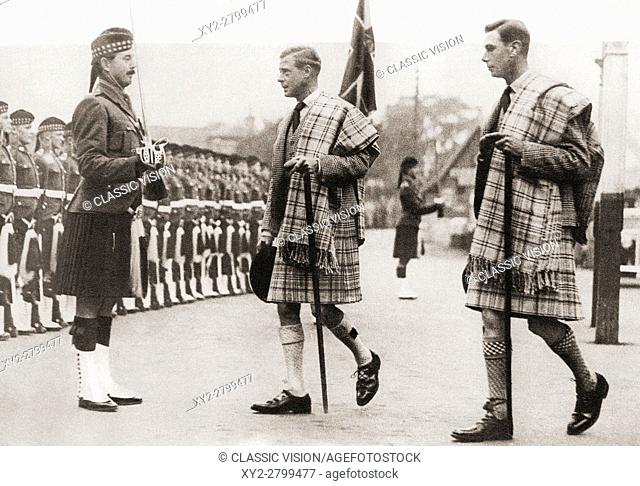King Edward VIII, middle of picture, and his brother the Duke of York future King George VI at Balmoral in 1936. Edward VIII, 1894-1972