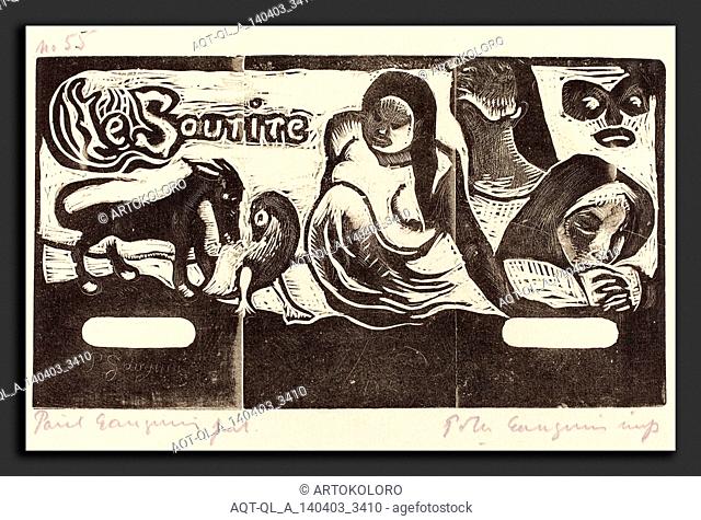 Paul Gauguin (French, 1848 - 1903), Title Page for ""Le Sourire"" (Titre du Sourire), in or after 1895, woodcut printed in black and gray by Pola Gauguin in...