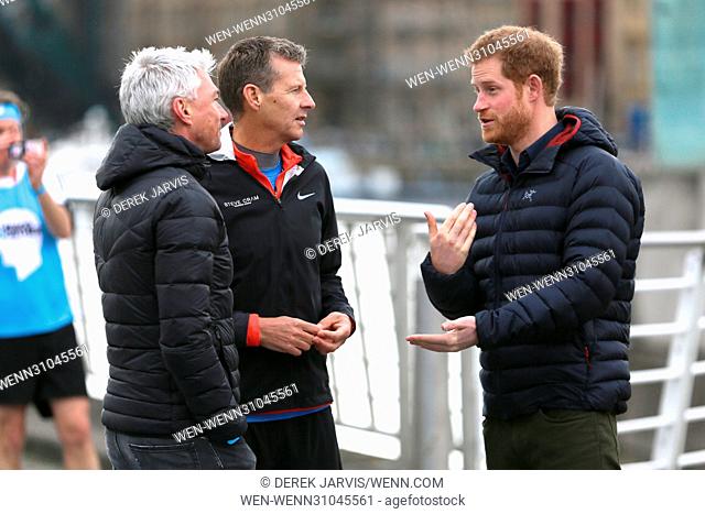 Prince Harry visits Newcastle as part of his Heads Together campaign Featuring: Prince Harry, Steve Cram, Jonathan Edwards Where: Newcaste