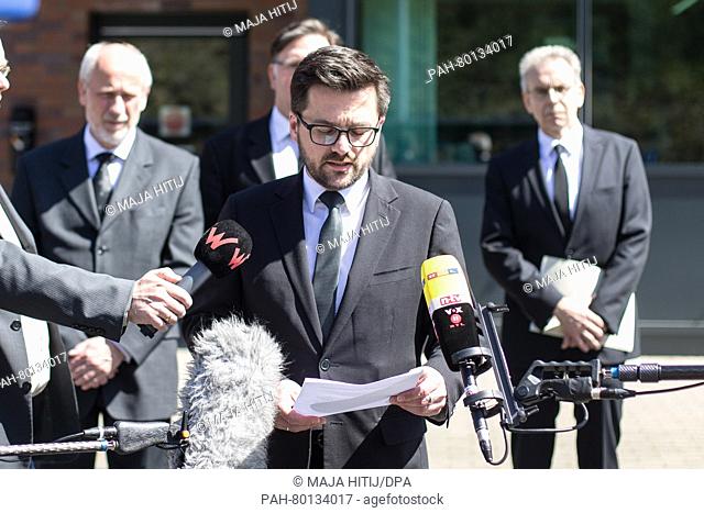 North Rhine Westphalia's Justice Minister Thomas Kutschaty (SPD - M) gives a statement to the press in front of the detention facilities of the JVA...