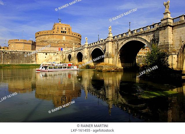 Castel Sant'Angelo and Ponte Sant'Angelo, Mausoleum for Emperor Hadrian, Rome, Italy