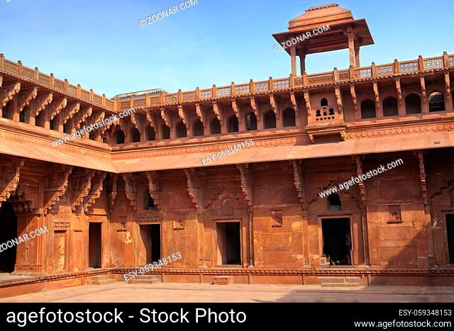 Red fort inside. Agra. India