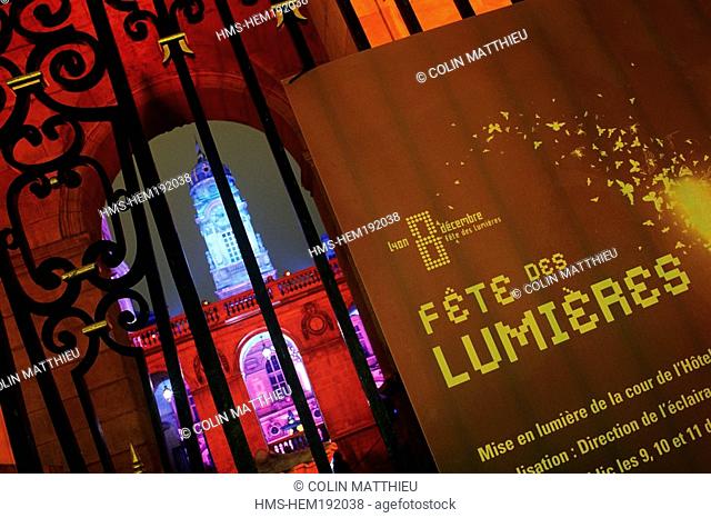 France, Rhone, Lyon, Fete des Lumieres Light festival, Decembre 8th, town hall
