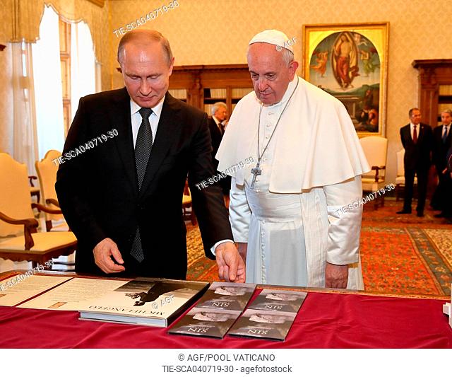Pope Francis receives in audience Vladimir Putin, President of the Russian Federation. Vatican City, Vatican 04-07-2019