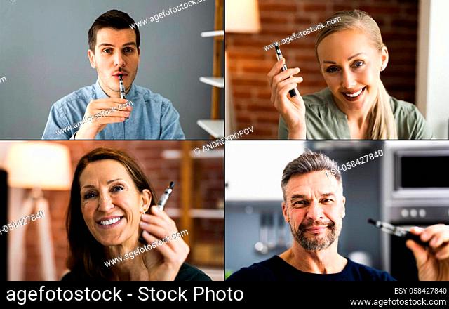 Smoking Electronic Cigarette. Quit Smoking Addiction Or Habit
