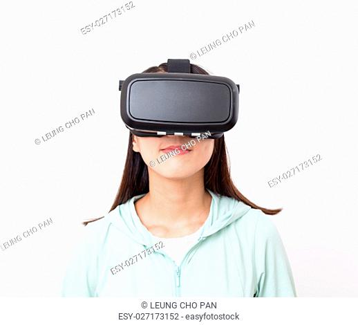 Asian Woman experience with virtual reality