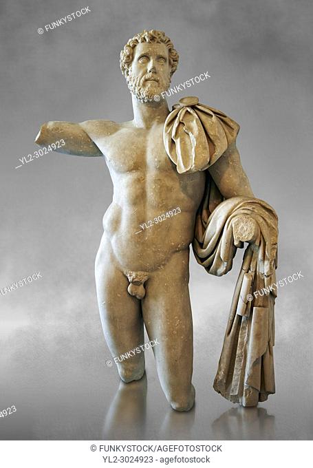 Roman statue in the nude hero style of Emperor Antoninus Pius, 138-161 AD. Titus Fulvius Aelius Hadrianus Antoninus Augustus Pius, also known as Antoninus