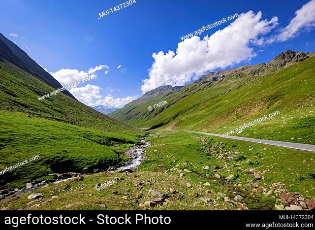 Famous Timmelsjoch High Alpine Road in the Austrian Alps also called Passo Rombo