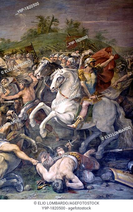 Detail of the 'Battle of Tullus Hostilius against the Veientes and the Fidenates' fresco by Cavaliere d'Arpino  Orazi e Curiazi Hall, Capitoline Museums, Rome