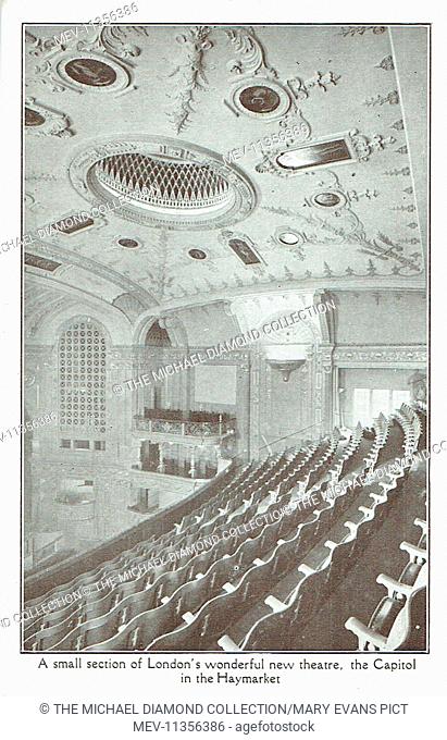 Photograph of the interior of the Capitol Theatre in London's Haymarket. The Theatre was the first design by the now well known cinema architect Andrew Mather