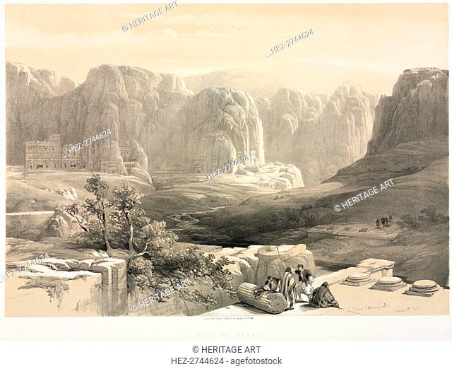 The Holy Land, Syria, Idumea, Arabia, Egypt & Nubia (Vol. III): Petra, Looking South, 1842. Creator: Louis Haghe (British, 1806-1885); F.G. Moon