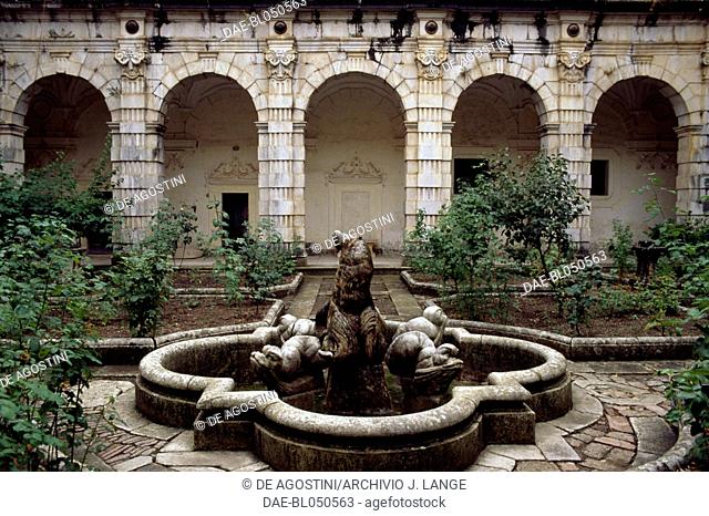 Cloister of the Procurators, 18th century, Padula charterhouse (Certosa di San Lorenzo) (UNESCO World Heritage List, 1998), Padula, Campania, Italy