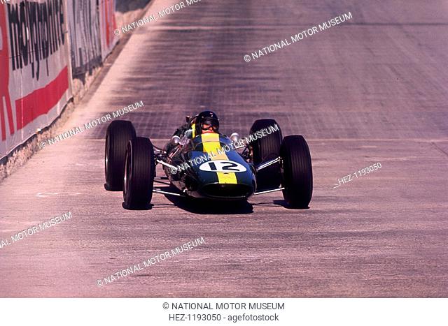 Jim Clark driving a Lotus, Monaco Grand Prix, 1964. He finished fourth. In 1968 Clark won his twenty-fifth victory in the South African Grand Prix at Kyalami