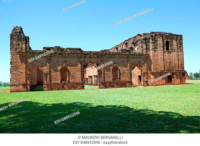 Ruins of Jesus de Tavarangue located in Itapua, Paraguay. It was a Jesuit Reduction designated UN World Heritage Site in 1993