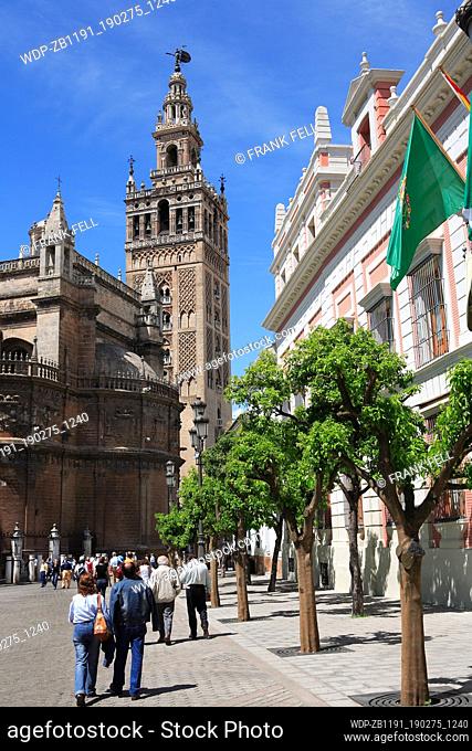 Spain, Andalucia, Seville, Cathedral from Plaza del Triunfo