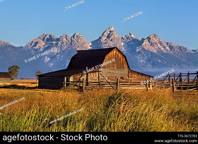 Classic view of the Reed Moulton Barn, Grand Teton National Park, Wyoming, USA