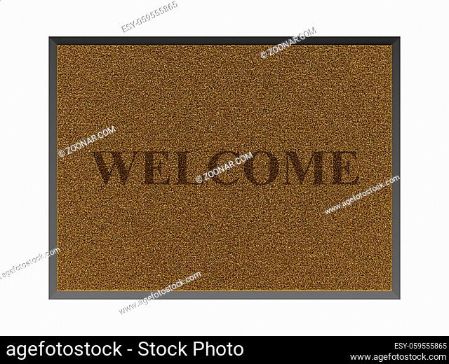 Brown doormat isolated on white background, top view