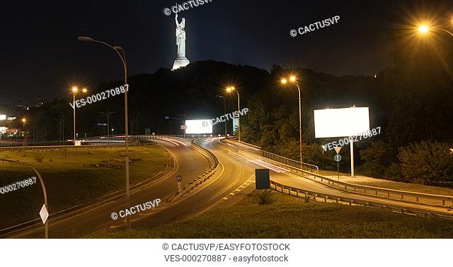 Modern city traffic at night timelapse