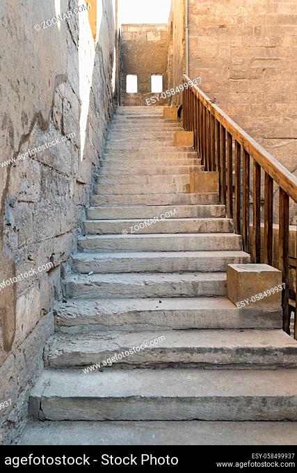 Staircase leading to the minaret Ibn Tulun mosque, Sayyida Zaynab district, Medieval Cairo, Egypt