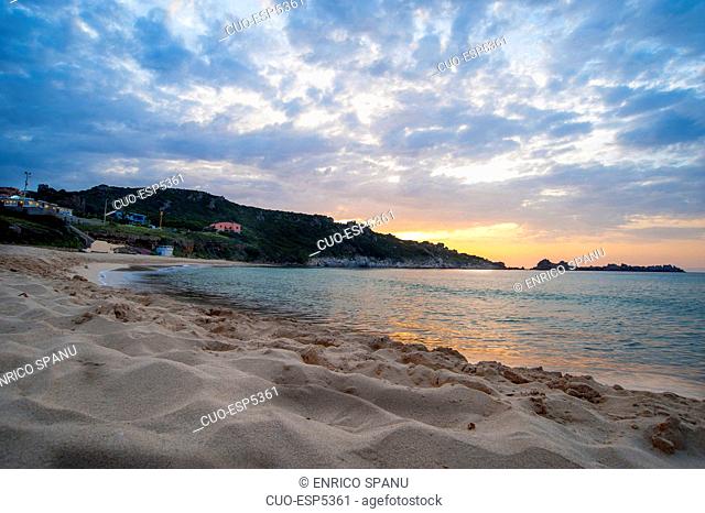 Sunset on the beach of Rena Bianca beach, Santa Teresa di Gallura, Sardinia, Italy, Europe