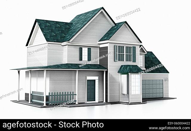 Luxurious modern house isolated on white background. 3D illustration