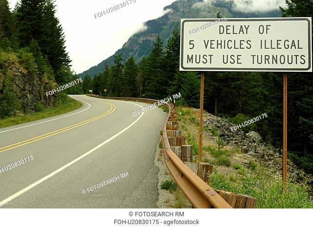 North Cascades, WA, Washington, Okanogan National Forest, Ross Lake National Recreation Area, National Park Service Complex, road sign
