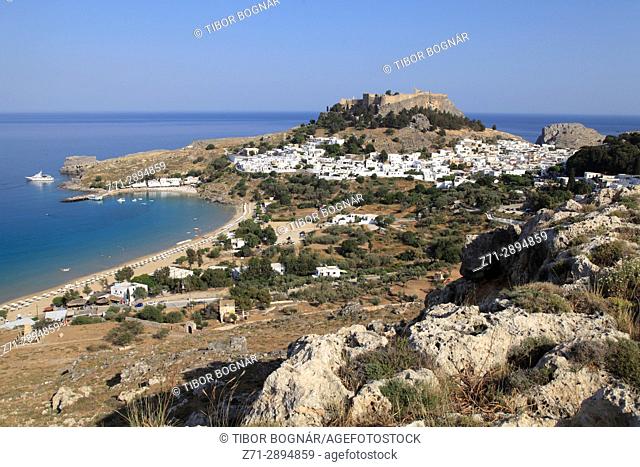 Greece, Dodecanese, Rhodes island, Lindos town,