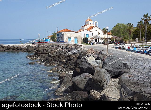 Port and Church, Agios Georgios, Methana Peninsula, Argolis, Saronic Islands, Peloponnese, Greece, Europe