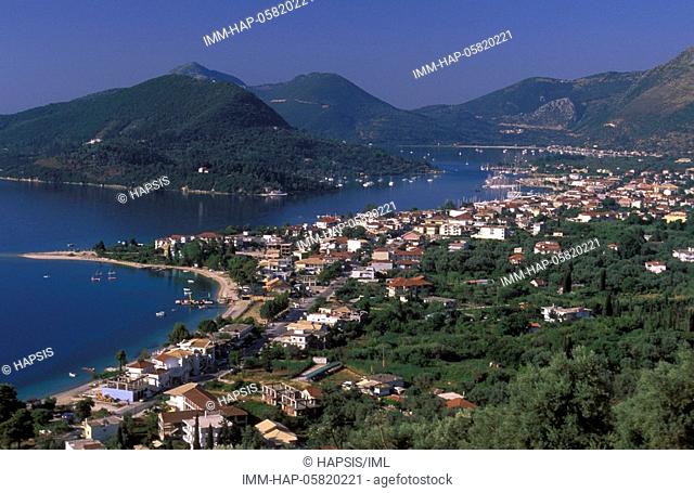 Nydri, view of the village and islets, landscape Lefkada, Ionian Islands, Greece