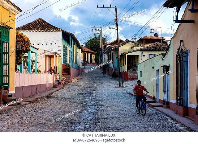 Cuba, Trinidad, historic old town, street scene