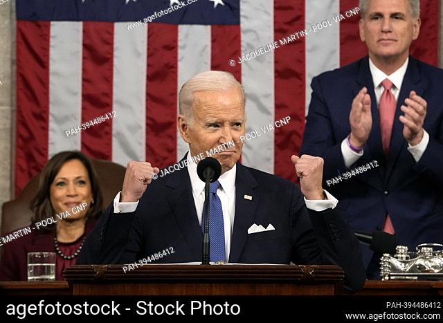 President Joe Biden delivers the State of the Union address to a joint session of Congress at the U.S. Capitol, Tuesday, Feb