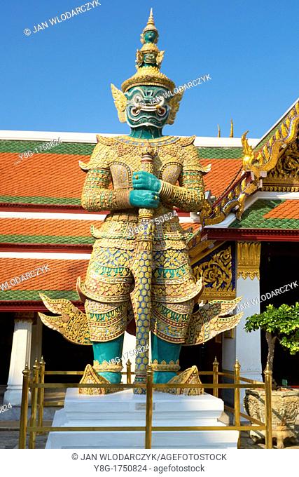 Thailand - Bangkok, Grand Royal Palace, Esmerald Buddha Temple, Giant Demon guarding Wat Phra Kaeo