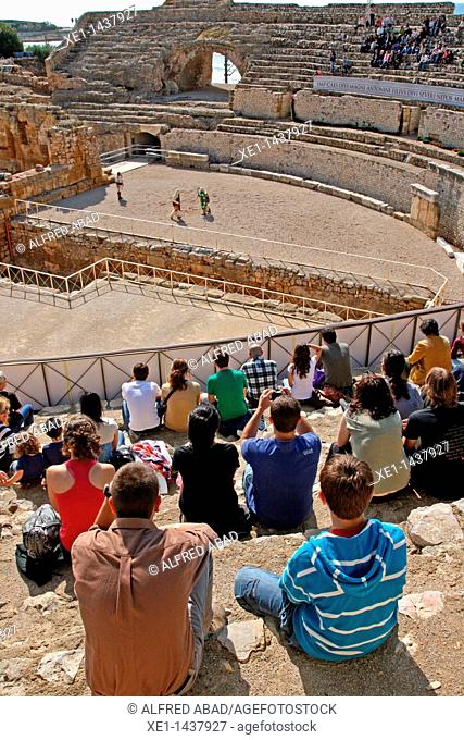 Roman Amphitheatre, festival'11 Tarraco Viva, Tarragona, Catalonia, Spain