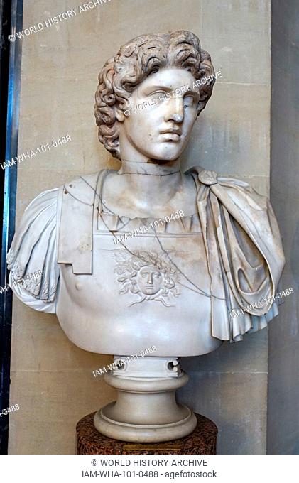 Marble bust of Alexander the Great (356-323 BC), English 18th century copy, of a Greek or Roman original