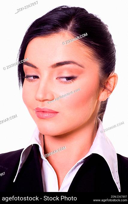 closeup Portrait of Beautiful business woman isolated on white