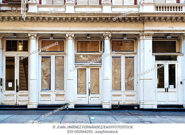 Luxury old storefront in remodeling in New York City