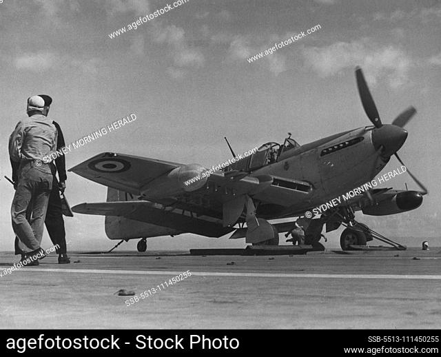 No confusion here: A Fairey Firefly (left). October 18, 1949