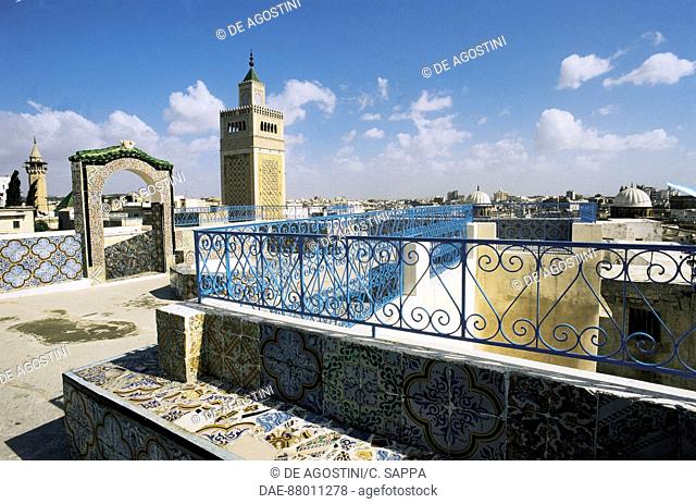 View of Tunis and the minaret of Al-Zaytuna Mosque, Tunis, Tunisia
