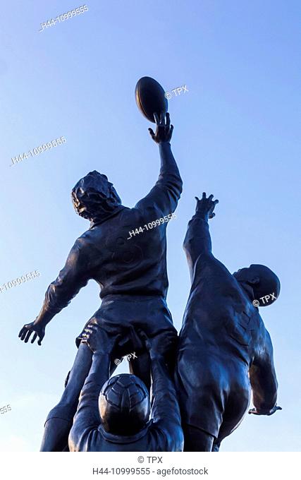 England, London, Richmond, Twickenham Rugby Stadium, Sculpture of a Rugby Line-out by Gerald Laing