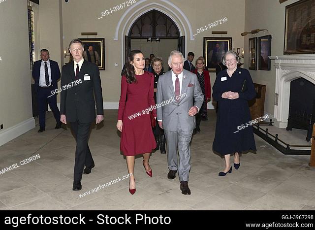 Queen Letizia and Prince Charles attends the opening of the Francisco de Zurbaran art collection, Jacob and His Twelve Sons at Auckland Castle on April 5