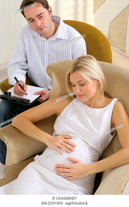 PSYCHOANALYSIS<BR>Models. Woman 5 months pregnant