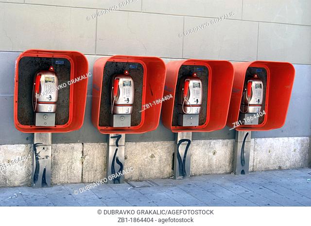 Street phone boxes Trieste Italy Europe EU
