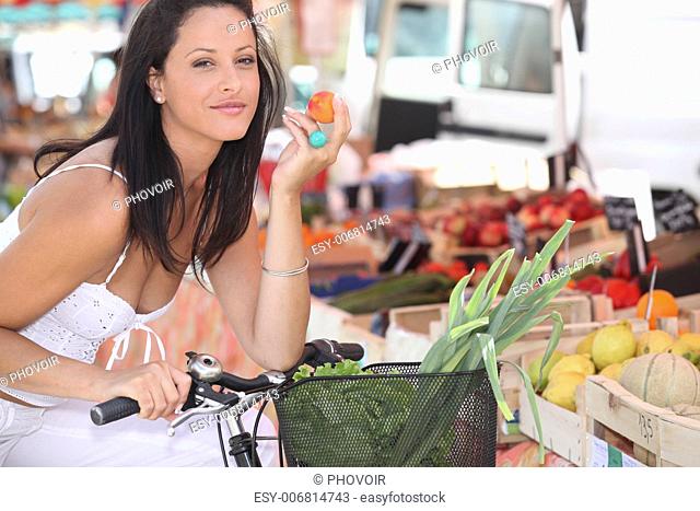 Woman shopping at local market