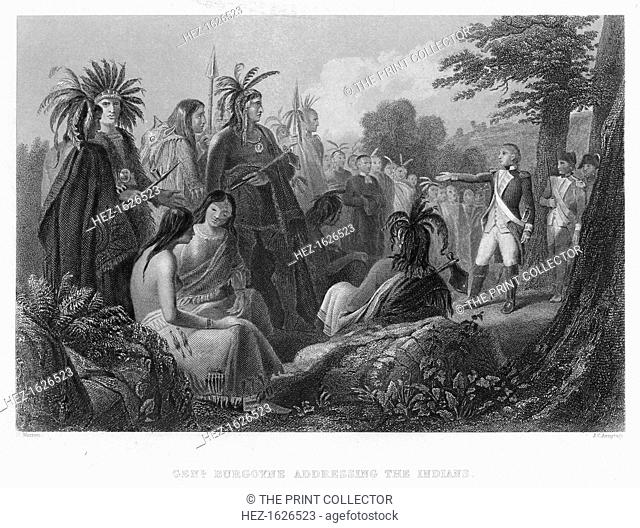 'General Burgoyne Addressing the Indians', c18th century. General John Burgoyne (1722-1792) was a British army officer, politician and dramatist