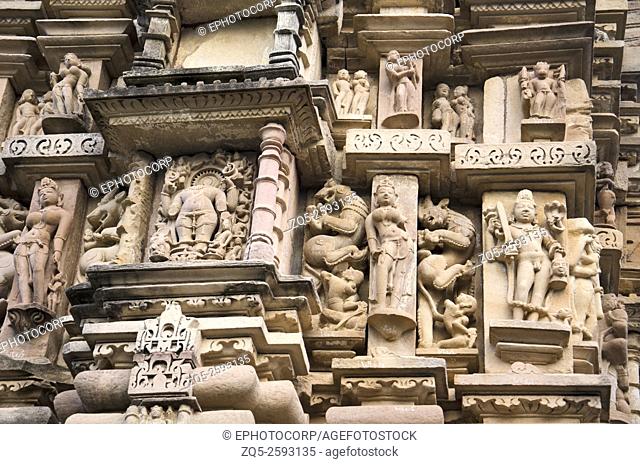 VISHWANATH TEMPLE: South Wall - Sculptures, Western Group, Khajuraho, Madhya Pradesh, India, UNESCO World Heritage Site