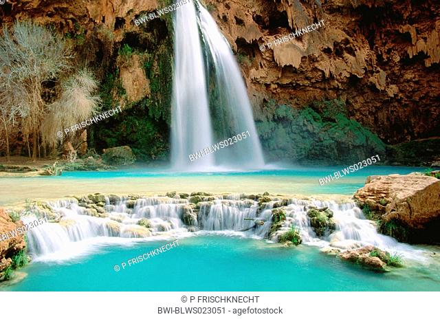 Havasu Falls, turquoise coloured water, USA, Arizona, Havasupai Indian Reserve
