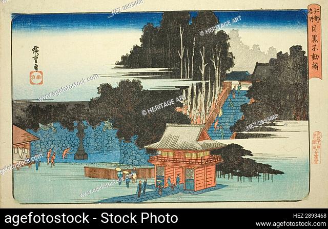 Visiting the Fudo Temple in Meguro (Meguro Fudo mode), from the series Famous Places..c1832/34. Creator: Ando Hiroshige