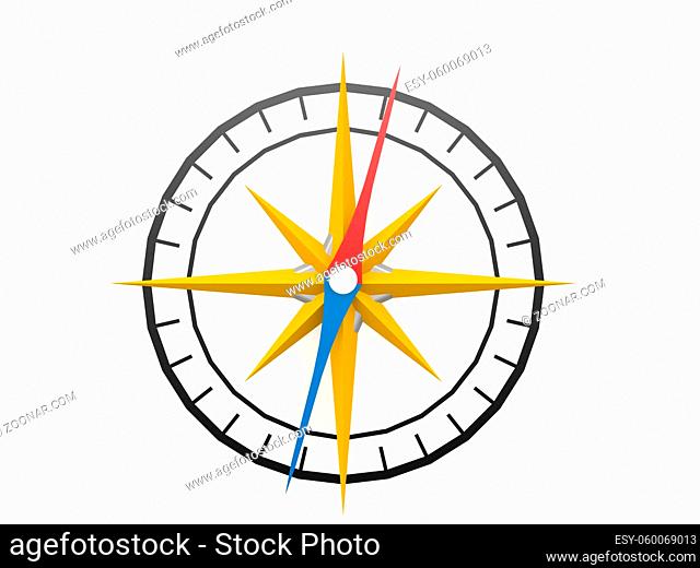 Compass isolated blank on white, 3D rendering