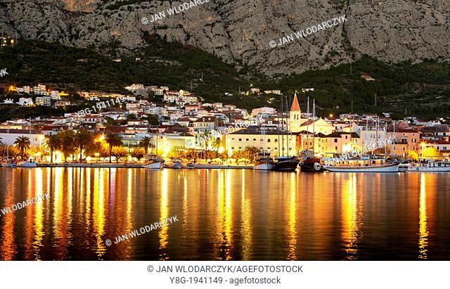 Croatia - Makarska Riviera, Makarska Village by night, Dalmatia, Croatia